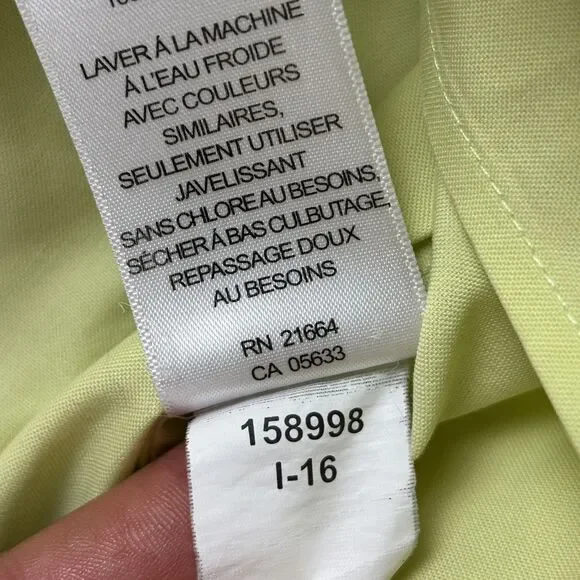 Foxcroft Dress Shirt 3/4 Sleeve Button Up Sz 14 Yellow Cotton Office Casual Top - Picture 11 of 13